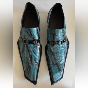 Zota Unique Blue Leather Dress Shoes